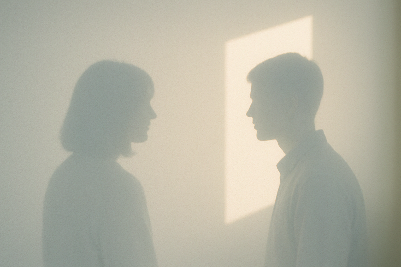 壁に映る2人の影