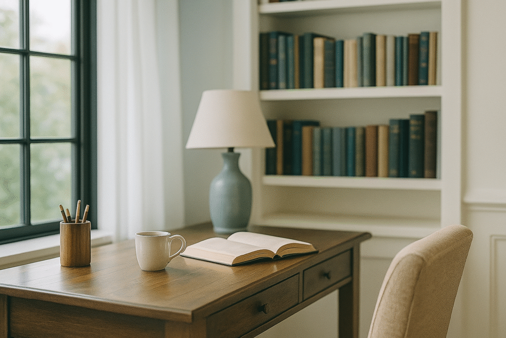 やわらかな陽の光が入る書斎