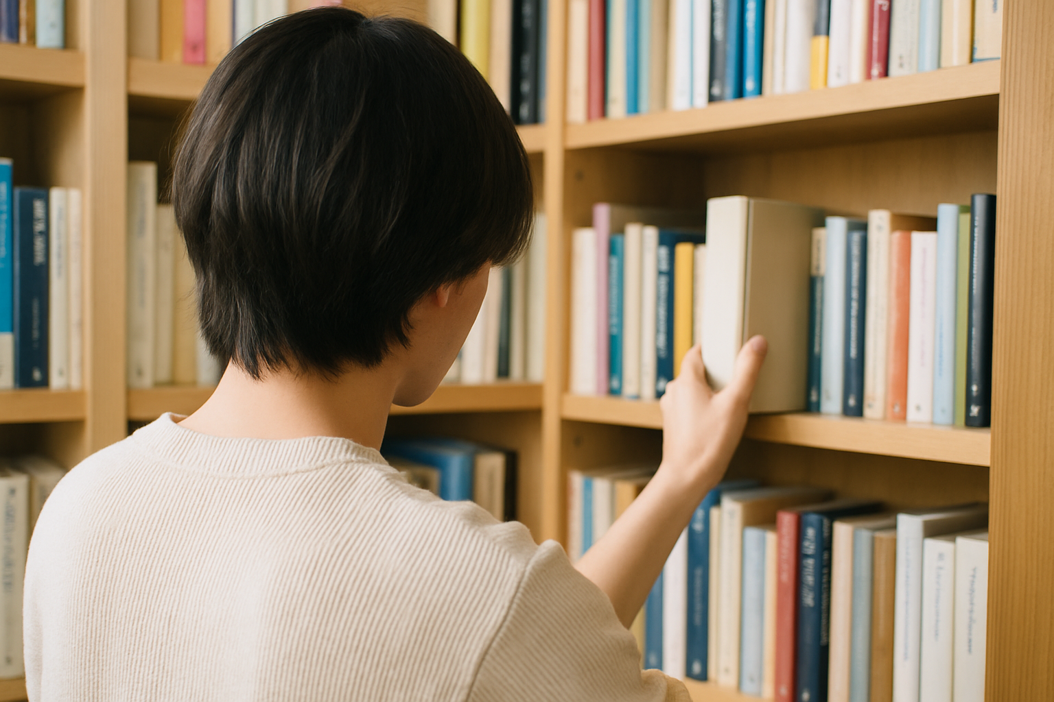 本を手に取る人