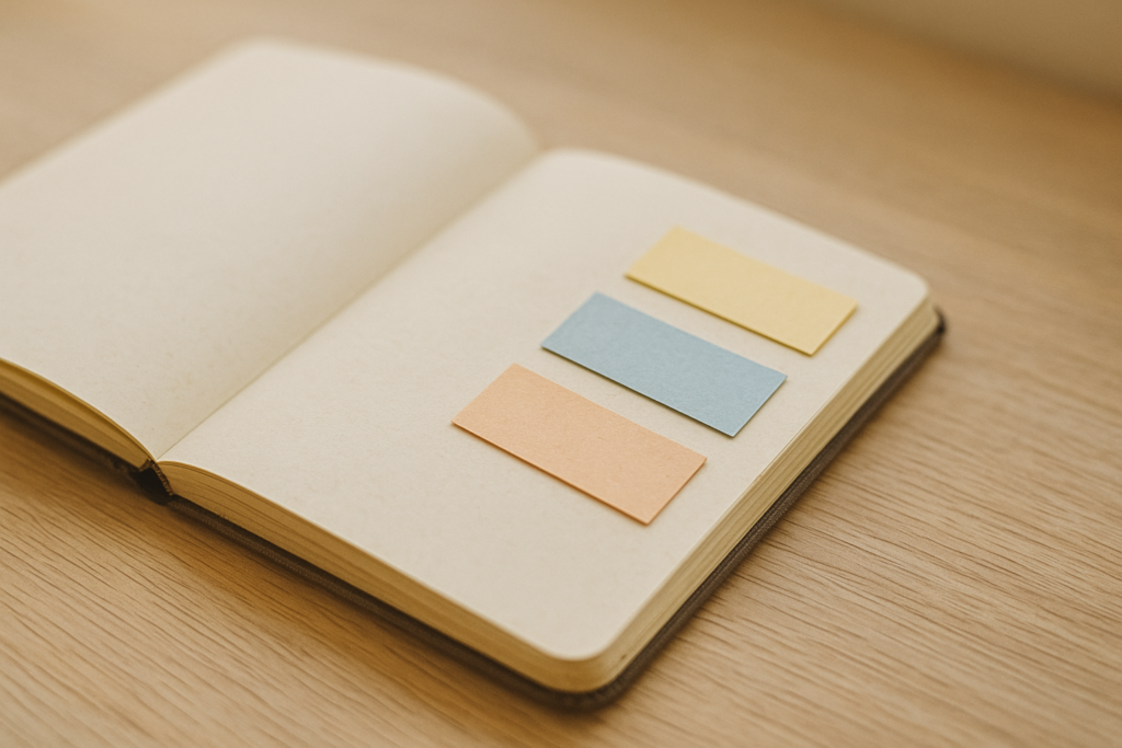 手帳に3色の付箋