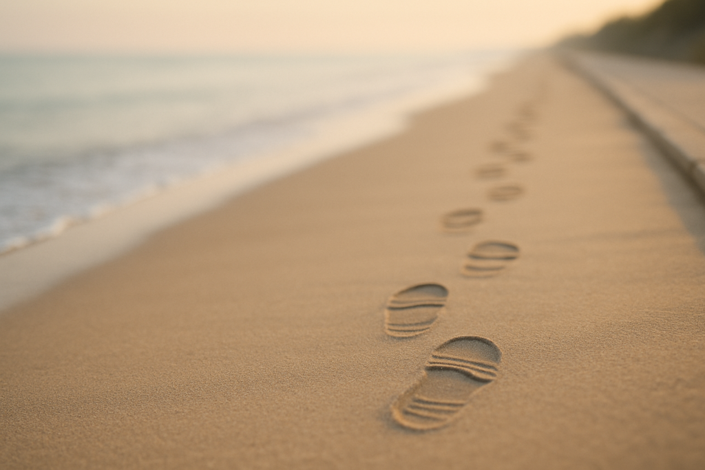砂浜に残された足跡